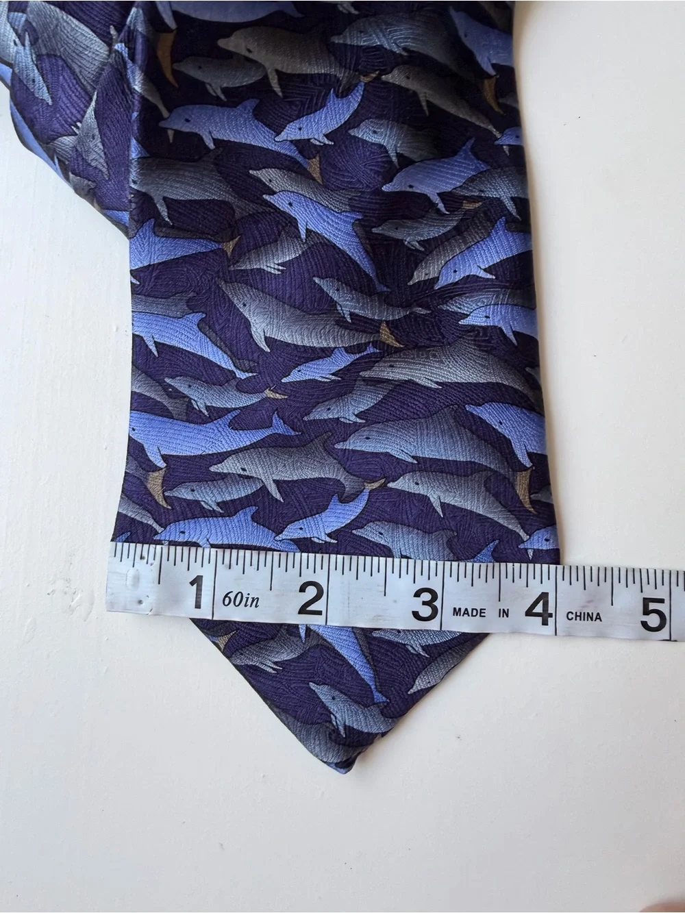 100% handmade, silk tie, dolphin print the nature Conservatory 60in